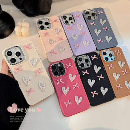 3D Pink Love Heart Bow Phone Case T07