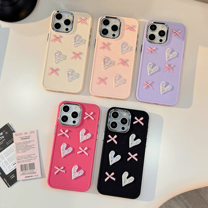 3D Pink Love Heart Bow Phone Case T07