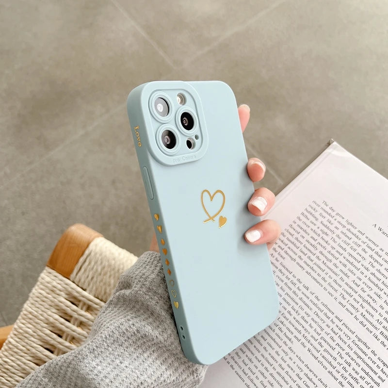 Colorful Love Heart Silicone Phone Case Soft Cover