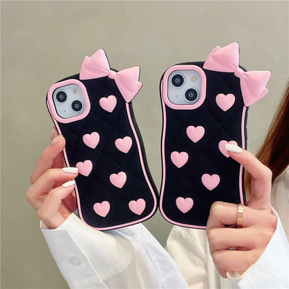 3D Cute Bowknot Heart Case T002