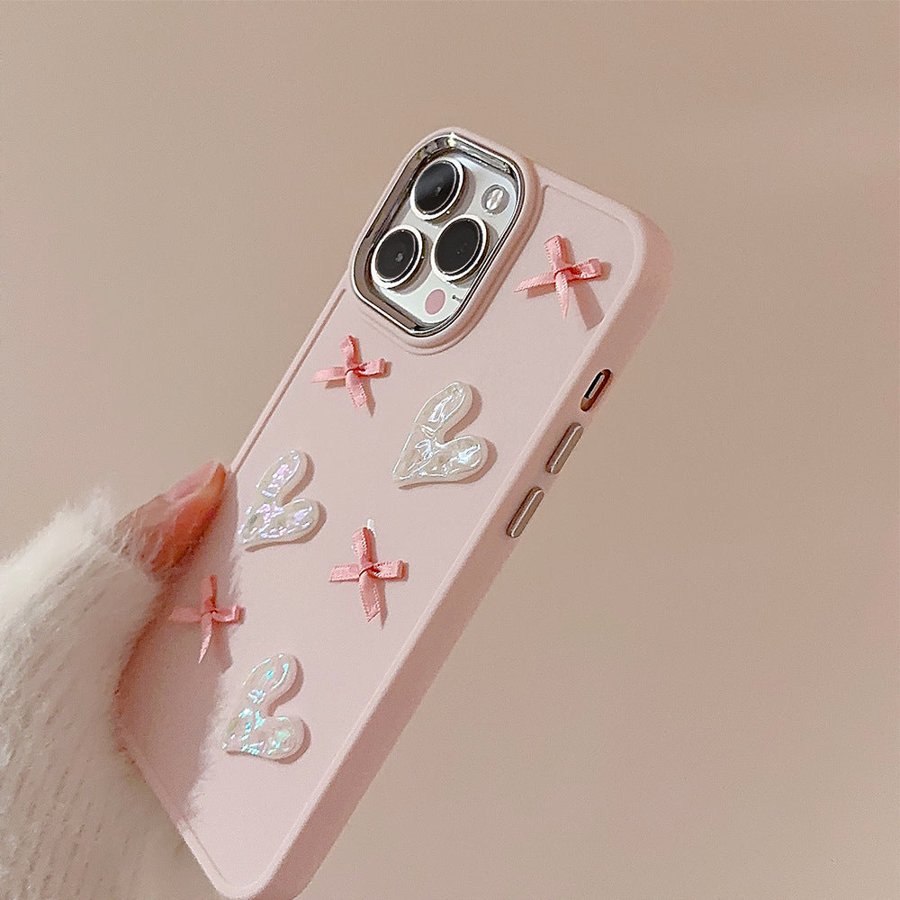 3D Pink Love Heart Bow Phone Case T07