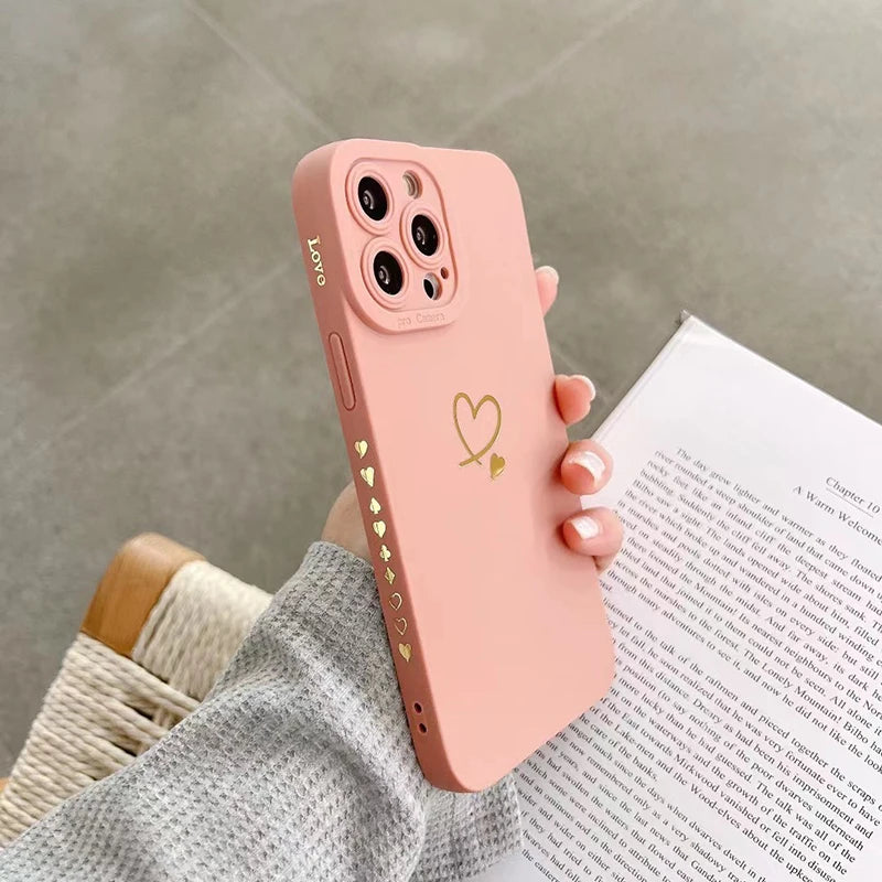 Colorful Love Heart Silicone Phone Case Soft Cover