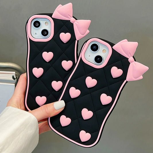 3D Cute Bowknot Heart Case T002