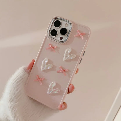 3D Pink Love Heart Bow Phone Case T07