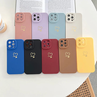 Colorful Love Heart Silicone Phone Case Soft Cover