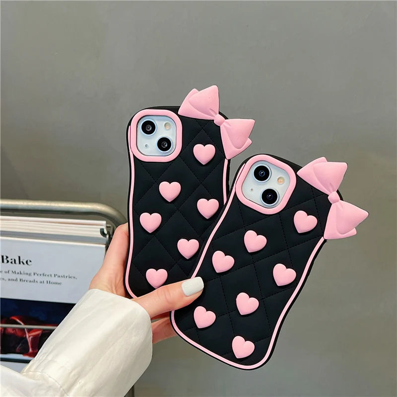 3D Cute Bowknot Heart Case T002