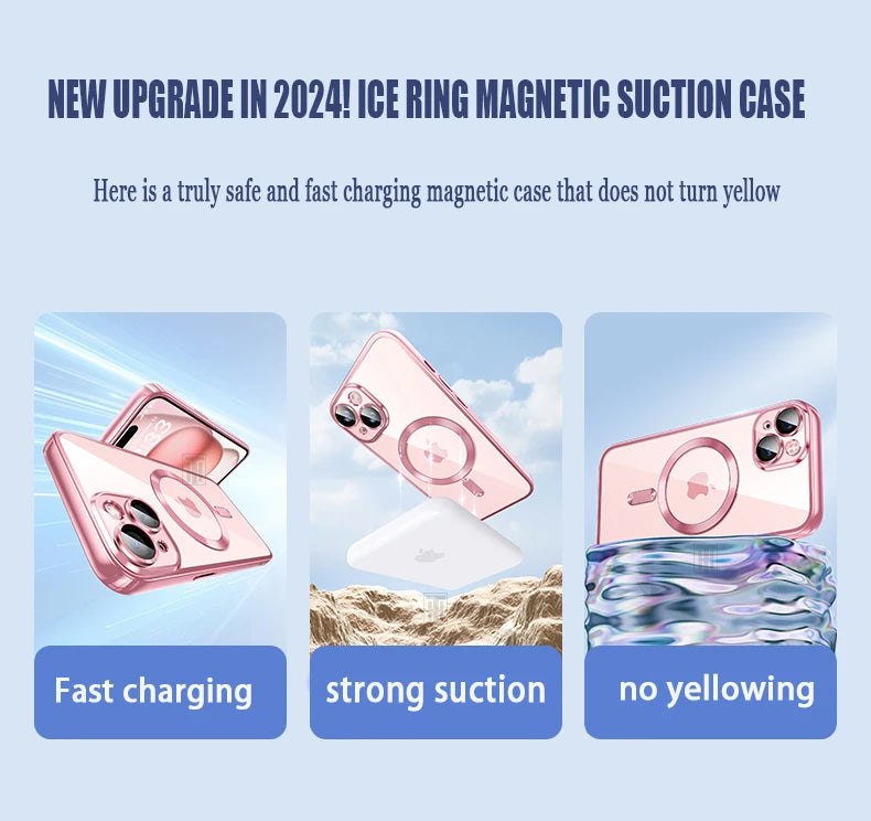 Clear Plating Magsafe Magnetic Pink Case