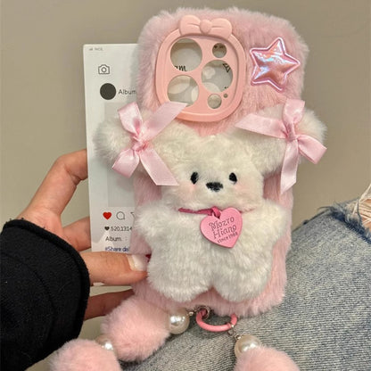 Pink Plush 3D Doll Case With Charm C01