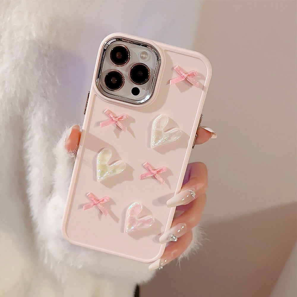 3D Pink Love Heart Bow Phone Case T07