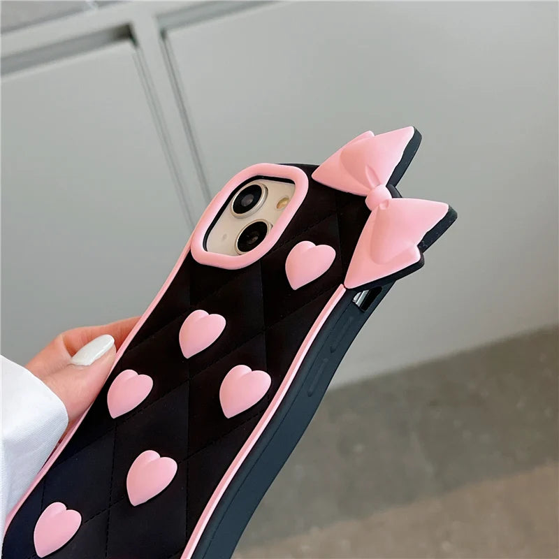 3D Cute Bowknot Heart Case T002