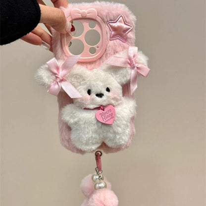 Pink Plush 3D Doll Case With Charm C01