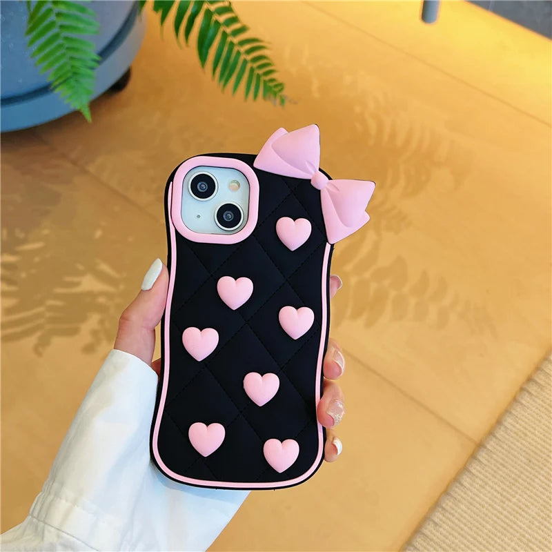 3D Cute Bowknot Heart Case T002