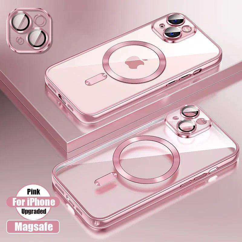 Clear Plating Magsafe Magnetic Pink Case