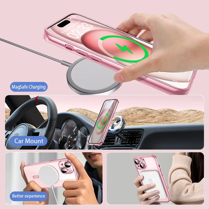 Clear Plating Magsafe Magnetic Pink Case