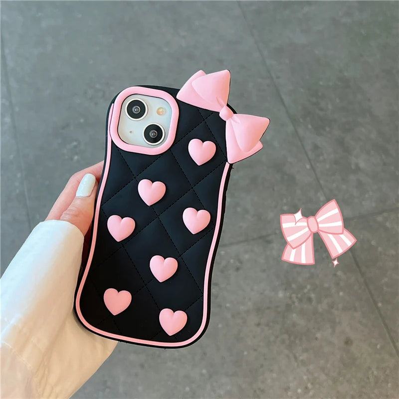 3D Cute Bowknot Heart Case T002