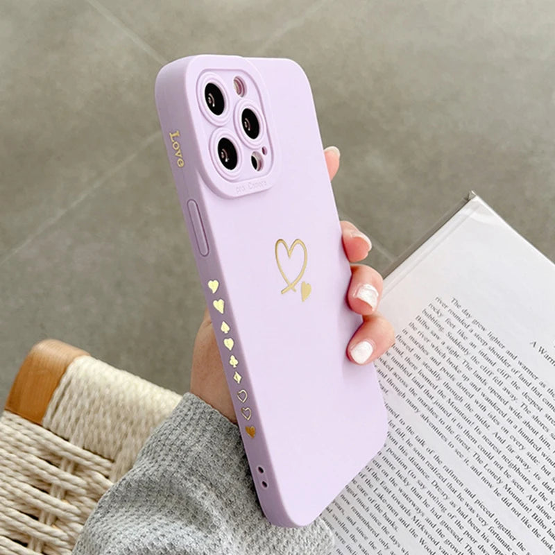 Colorful Love Heart Silicone Phone Case Soft Cover