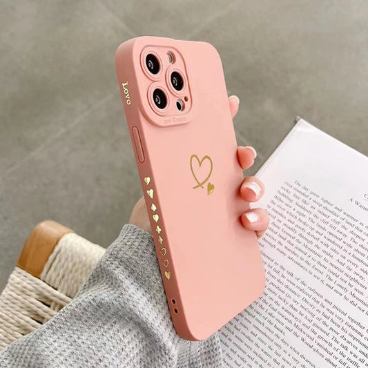 Colorful Love Heart Silicone Phone Case Soft Cover