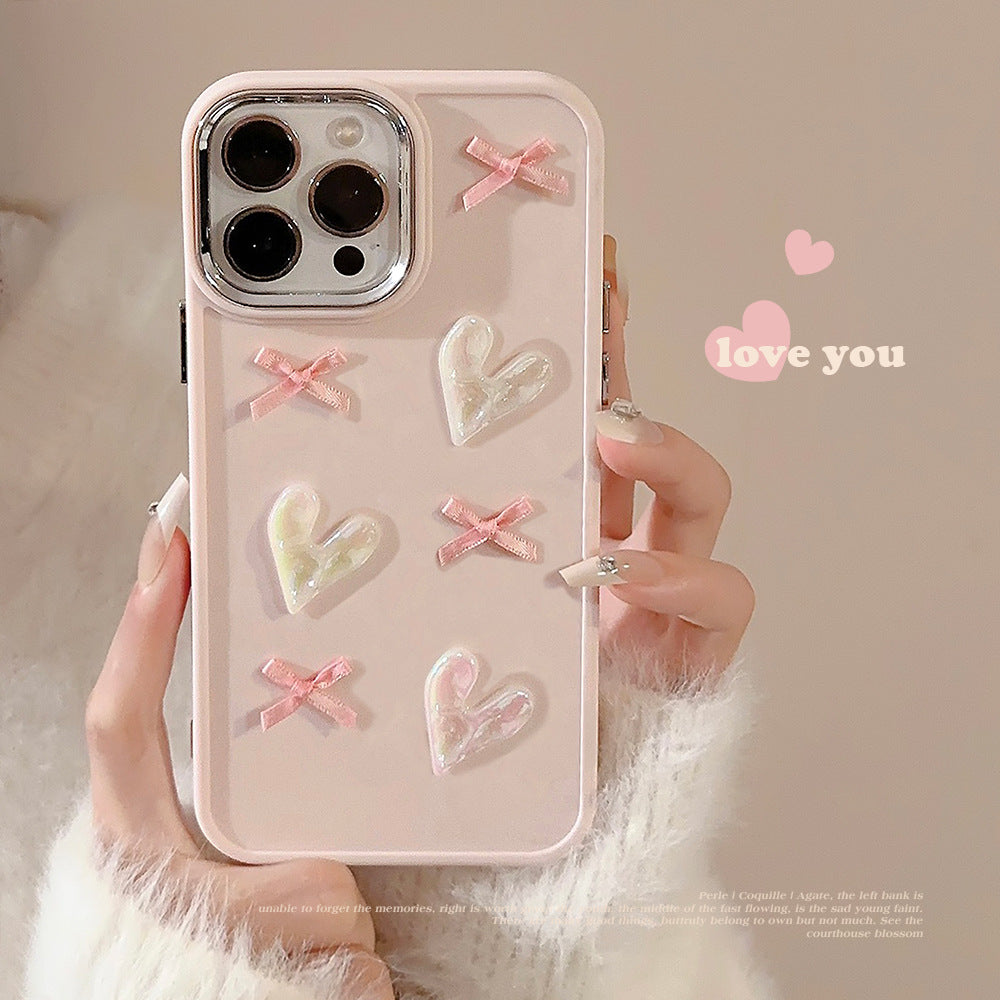 3D Pink Love Heart Bow Phone Case T07