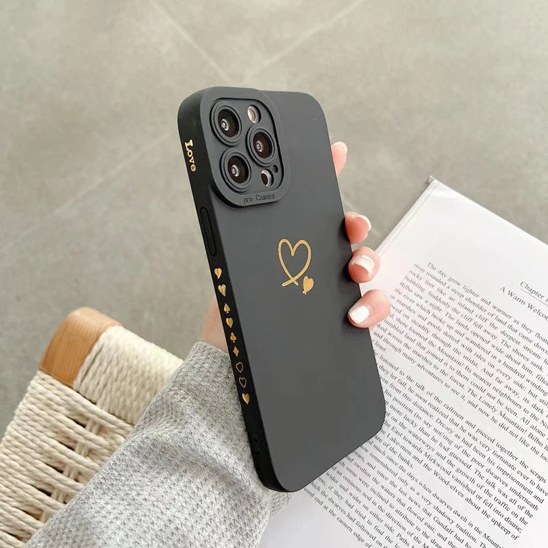 Colorful Love Heart Silicone Phone Case Soft Cover